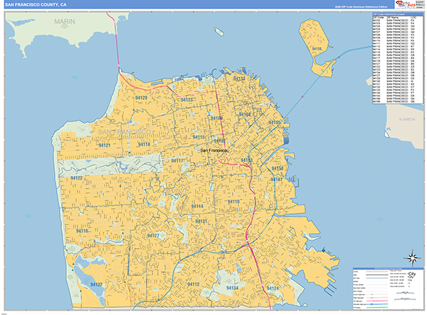 San Francisco County, CA Map Basic Style